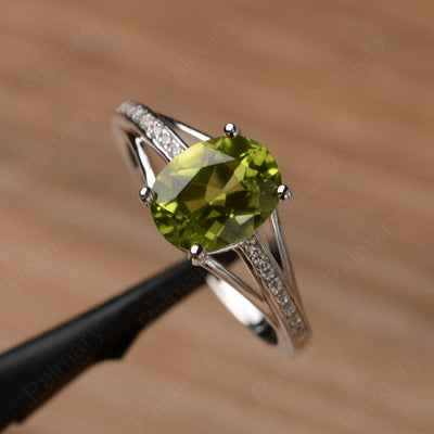 Oval Cut Split Peridot Engagement Rings - Palmary