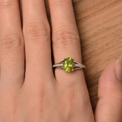 Oval Cut Split Peridot Engagement Rings - Palmary