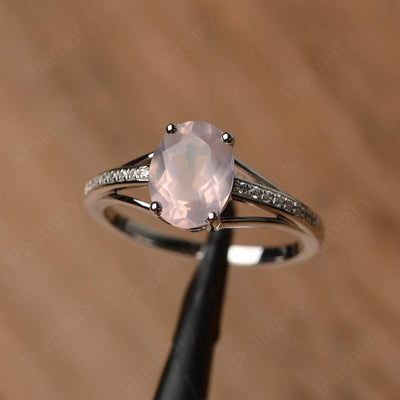 Oval Cut Split Rose Quartz Engagement Rings - Palmary