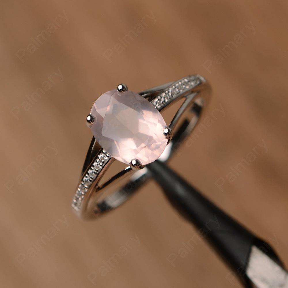 Oval Cut Split Rose Quartz Engagement Rings - Palmary