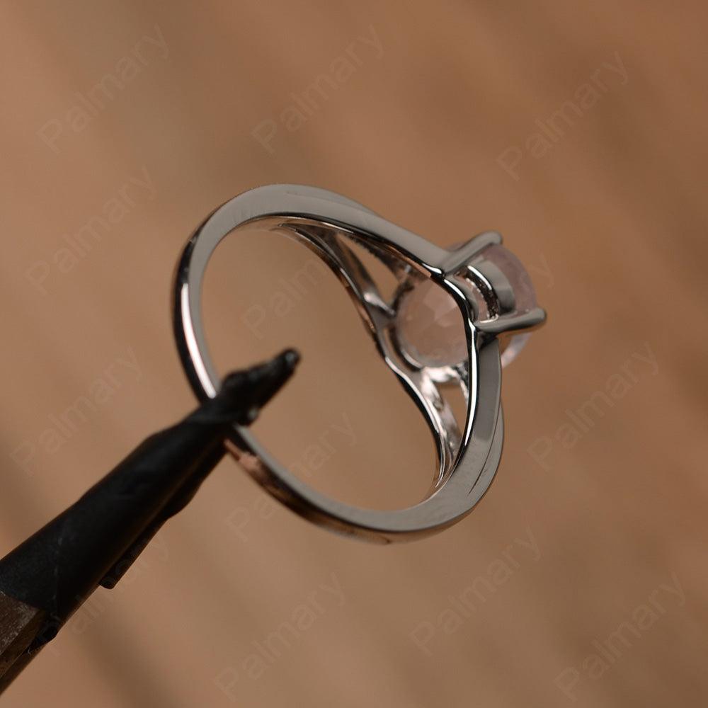 Oval Cut Split Rose Quartz Engagement Rings - Palmary