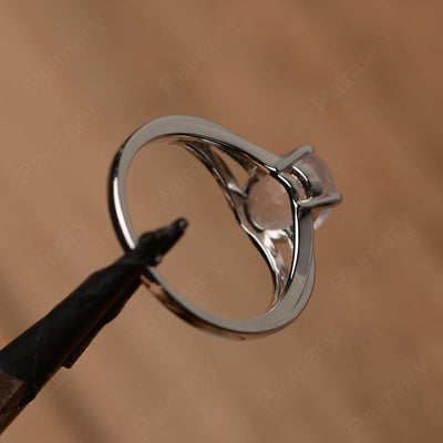 Oval Cut Split Rose Quartz Engagement Rings - Palmary