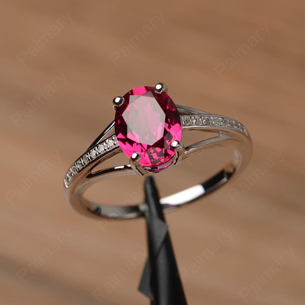 Oval Cut Split Ruby Engagement Rings - Palmary