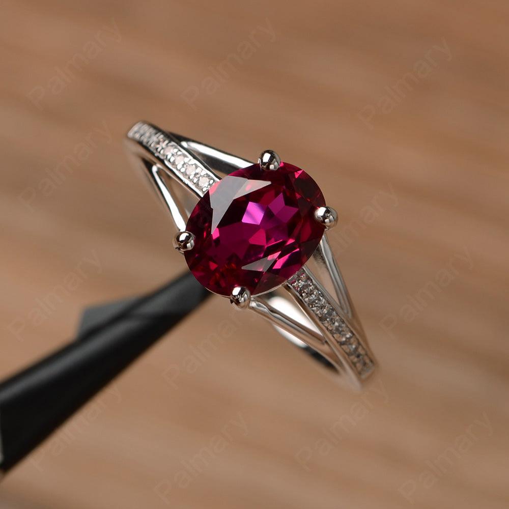 Oval Cut Split Ruby Engagement Rings - Palmary