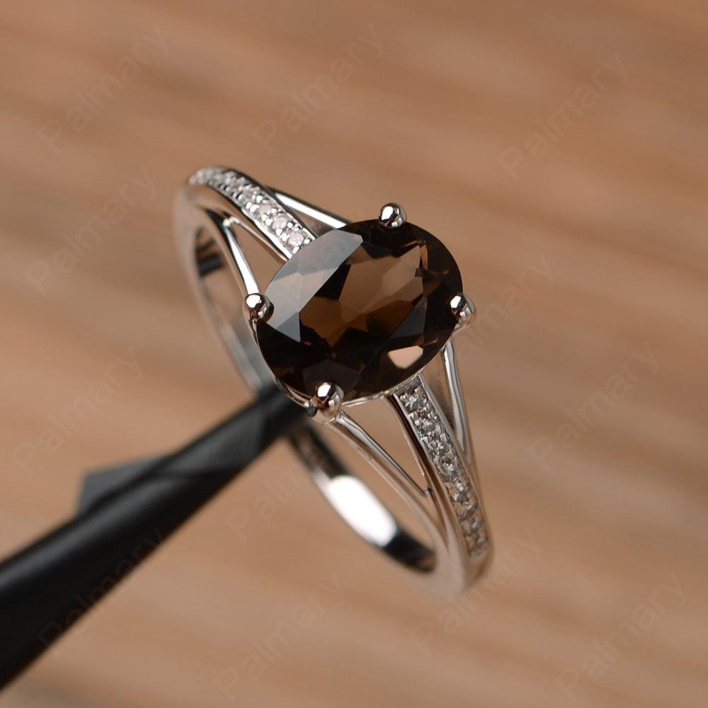 Oval Cut Split Smoky Quartz  Engagement Rings - Palmary