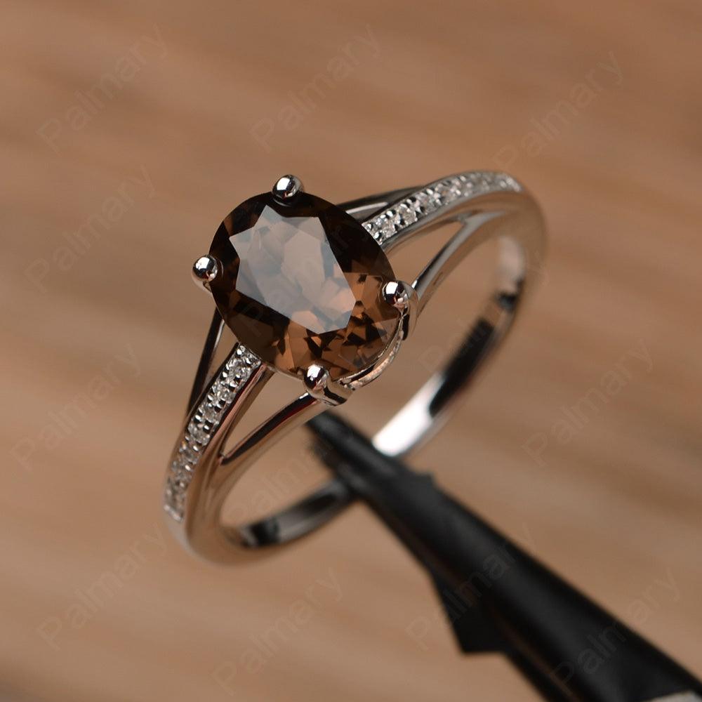 Oval Cut Split Smoky Quartz  Engagement Rings - Palmary