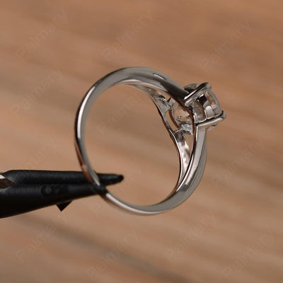 Oval Cut Split White Topaz Engagement Rings - Palmary