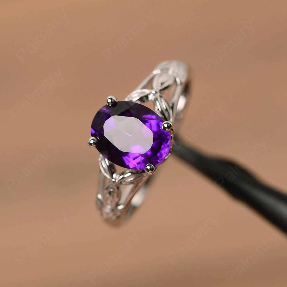 Oval Amethyst Solitaire Rings - Palmary