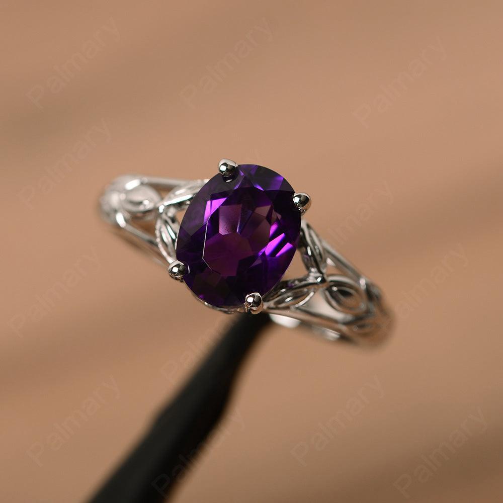 Oval Amethyst Solitaire Rings - Palmary