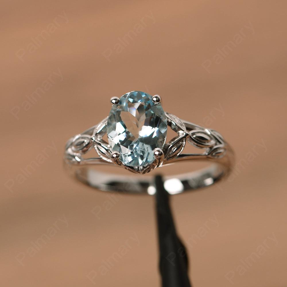 Oval Aquamarine Solitaire Rings - Palmary