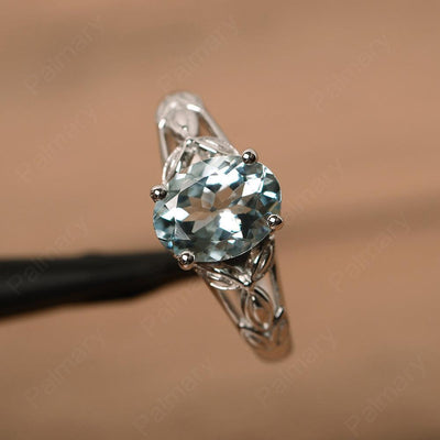 Oval Aquamarine Solitaire Rings - Palmary