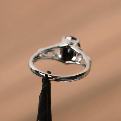 Oval Black Spinel Solitaire Rings - Palmary