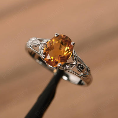 Oval Citrine Solitaire Rings - Palmary