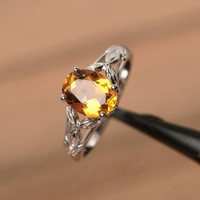 Oval Citrine Solitaire Rings - Palmary