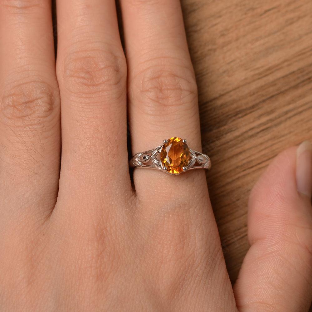 Oval Citrine Solitaire Rings - Palmary