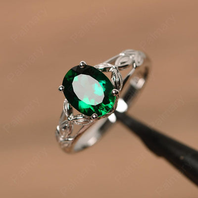 Oval Emerald Solitaire Rings - Palmary