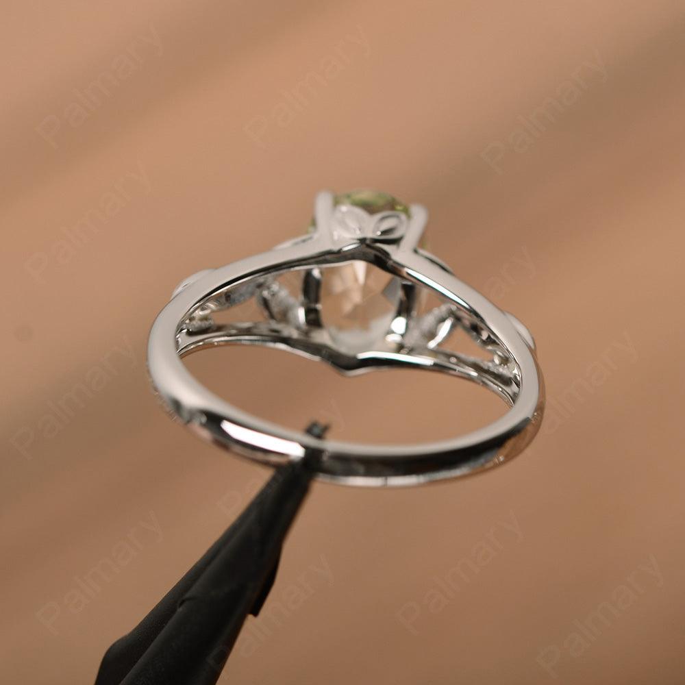Oval Green Amethyst Solitaire Rings - Palmary