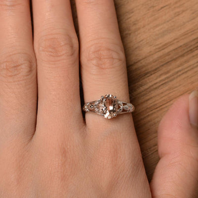 Oval Morganite Solitaire Rings - Palmary