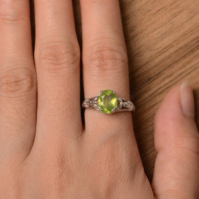 Oval Peridot Solitaire Rings - Palmary