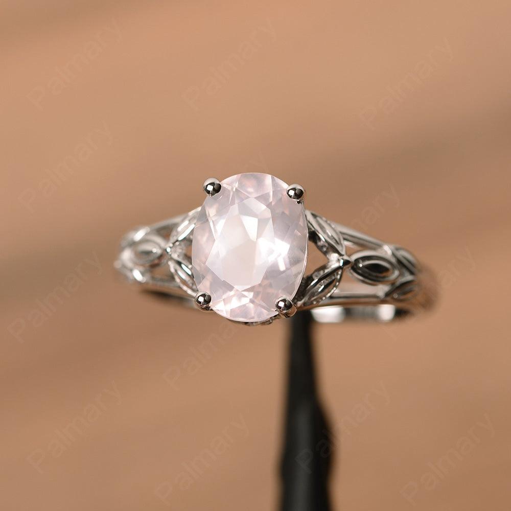 Oval Rose Quartz Solitaire Rings - Palmary