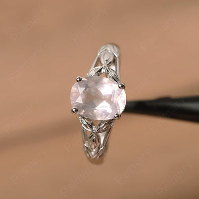 Oval Rose Quartz Solitaire Rings - Palmary
