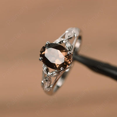 Oval Smoky Quartz  Solitaire Rings - Palmary