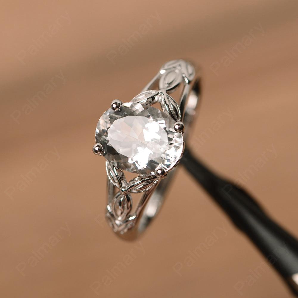 Oval White Topaz Solitaire Rings - Palmary