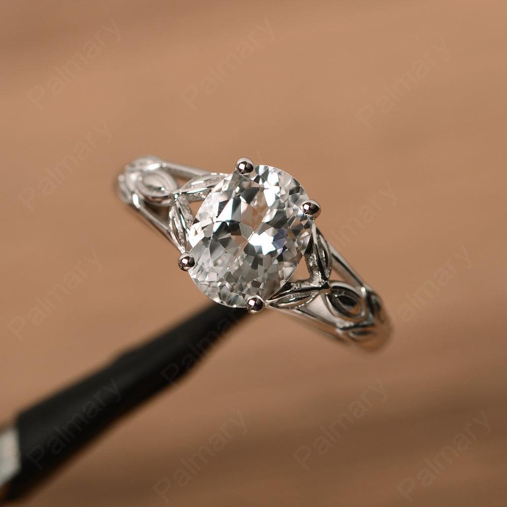 Oval White Topaz Solitaire Rings - Palmary