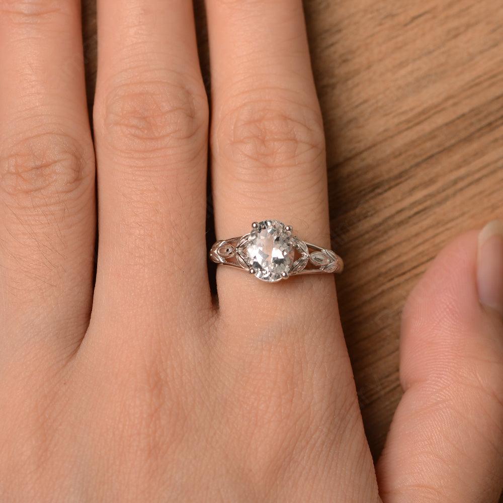 Oval White Topaz Solitaire Rings - Palmary