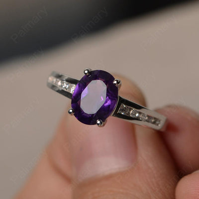 Amethyst Oval Cut Engagement Rings - Palmary