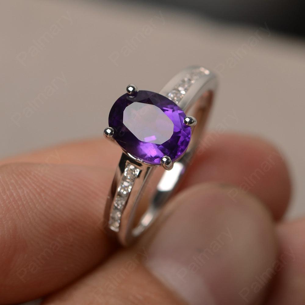 Amethyst Oval Cut Engagement Rings - Palmary