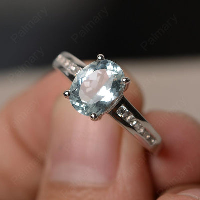 Aquamarine Oval Cut Engagement Rings - Palmary