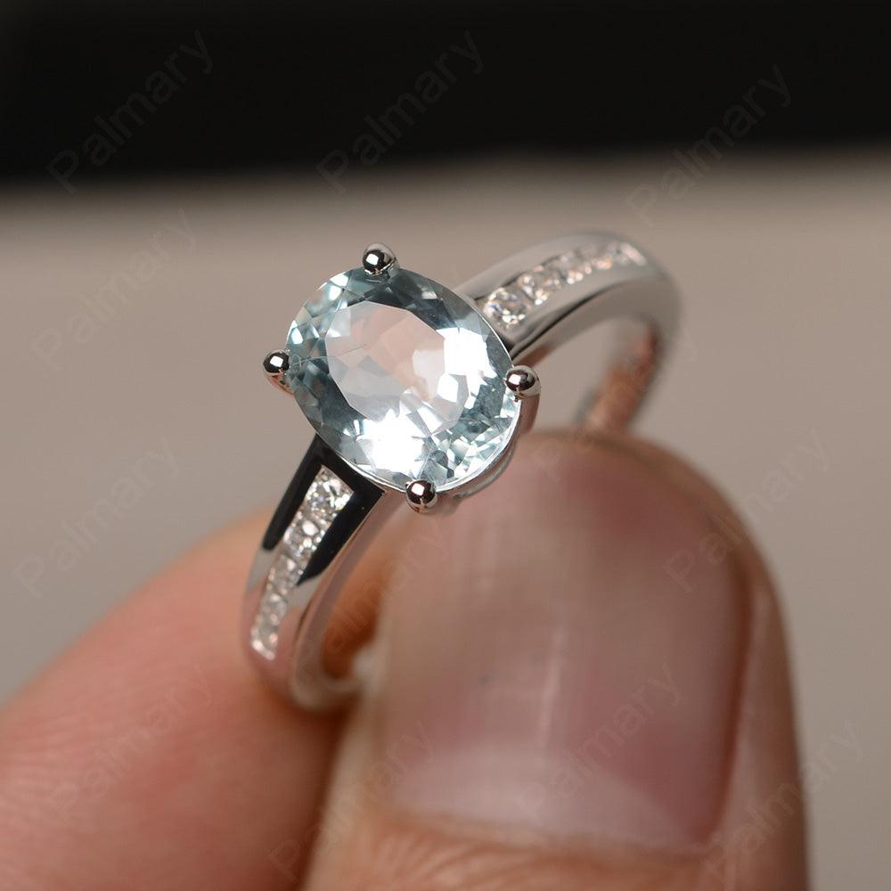 Aquamarine Oval Cut Engagement Rings - Palmary