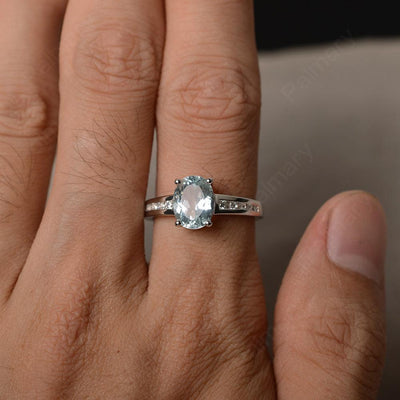 Aquamarine Oval Cut Engagement Rings - Palmary
