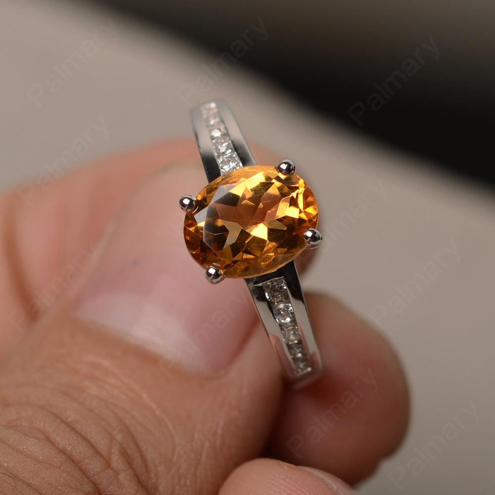 Citrine Oval Cut Engagement Rings - Palmary