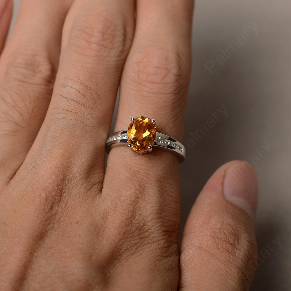Citrine Oval Cut Engagement Rings - Palmary