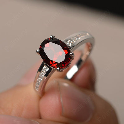 Garnet Oval Cut Engagement Rings - Palmary