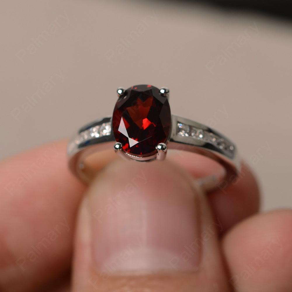 Garnet Oval Cut Engagement Rings - Palmary