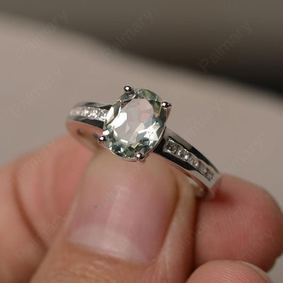 Green Amethyst Oval Cut Engagement Rings - Palmary