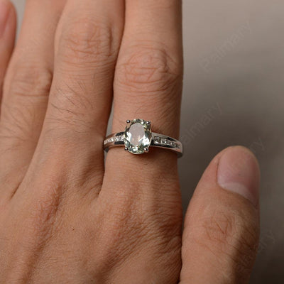 Green Amethyst Oval Cut Engagement Rings - Palmary