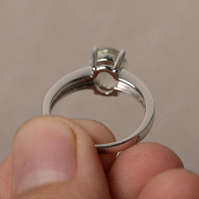 Green Amethyst Oval Cut Engagement Rings - Palmary