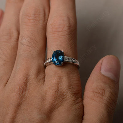 London Blue Topaz Oval Cut Engagement Rings - Palmary