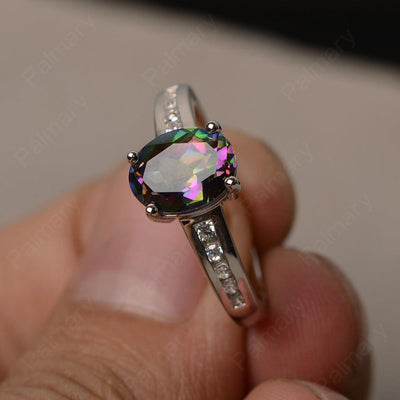 Mystic Topaz Oval Cut Engagement Rings - Palmary