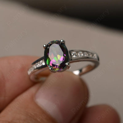 Mystic Topaz Oval Cut Engagement Rings - Palmary