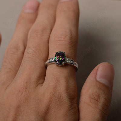 Mystic Topaz Oval Cut Engagement Rings - Palmary