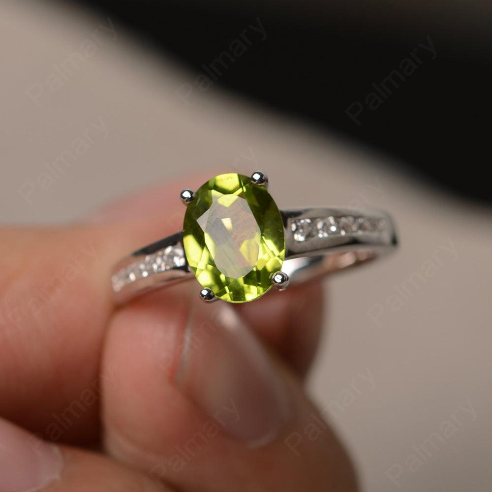 Peridot Oval Cut Engagement Rings - Palmary