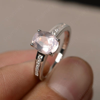 Rose Quartz Oval Cut Engagement Rings - Palmary