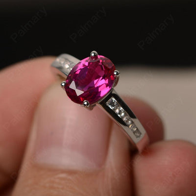 Ruby Oval Cut Engagement Rings - Palmary