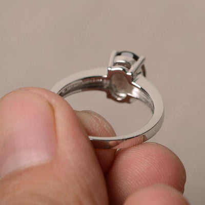 Smoky Quartz  Oval Cut Engagement Rings - Palmary