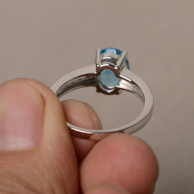 Swiss Blue Topaz Oval Cut Engagement Rings - Palmary